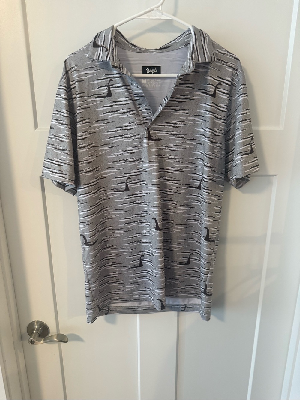 Waggle Men's Grey Patterned Polo Shirt size M